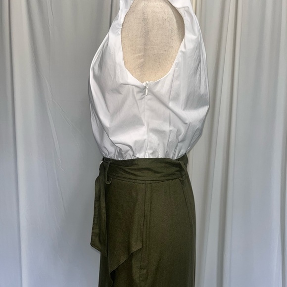 Zara Dress with White Sleeveless Blouse and Attached Green Linen Blend Skirt - Picture 6 of 10